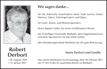 Traueranzeige von Robert Derbort 