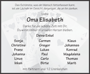 Traueranzeige von Elisabeth Mörmel 