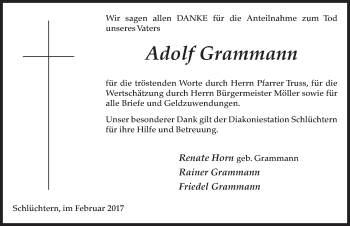 Traueranzeige von Adolf Grammann 