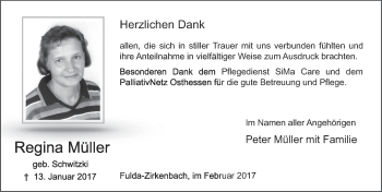 Traueranzeige von Regina Müller 