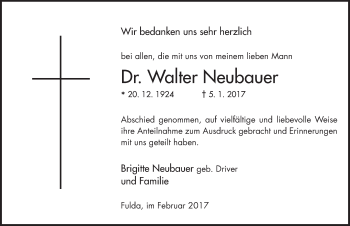 Traueranzeige von Walter Neubauer 