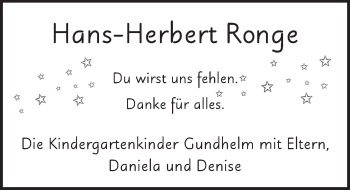 Traueranzeige von Hans-Herbert Ronge 