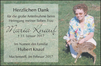 Traueranzeige von Maria Knauf 