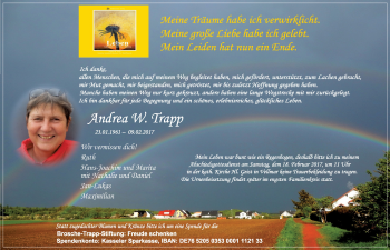 Traueranzeige von Andrea W. Trapp 