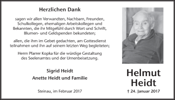 Traueranzeige von Helmut Heidt 