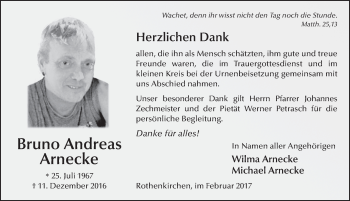 Traueranzeige von Bruno Andreas Arnecke 