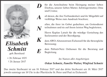 Traueranzeige von Elisabeth Schmitt 