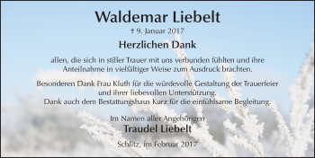 Traueranzeige von Waldemar Liebelt 