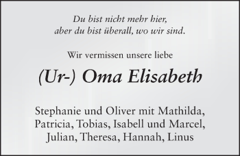 Traueranzeige von Anna Elisabeth Schmitt 