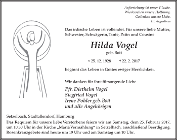 Traueranzeige von Hilda Vogel 
