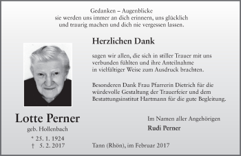 Traueranzeige von Lotte Perner 