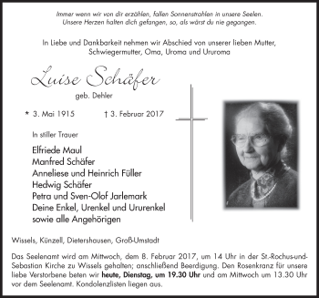 Traueranzeige von Luise Schäfer 