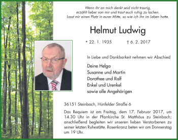Traueranzeige von Helmut Ludwig 