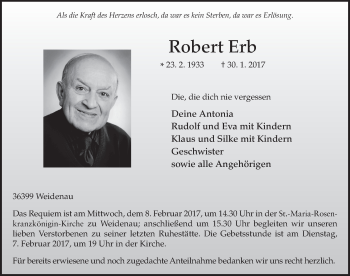 Traueranzeige von Robert Erb 