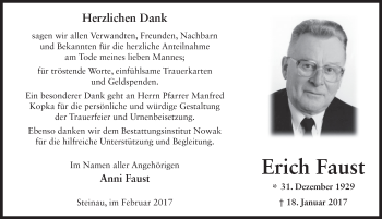 Traueranzeige von Erich Faust 