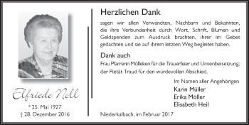 Traueranzeige von Elfriede Noll 
