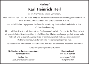 Traueranzeige von Karl Heinrich Heil 