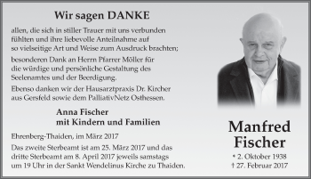 Traueranzeige von Manfred Fischer 