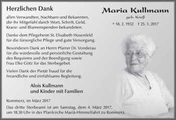 Traueranzeige von Maria Kullmann 