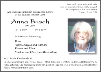 Traueranzeige von Anna Busch 