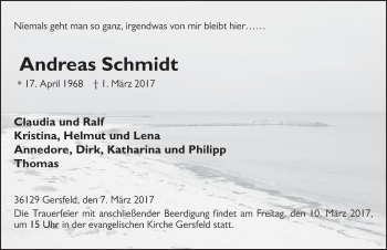 Traueranzeige von Andreas Schmidt 