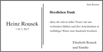 Traueranzeige von Heinz Rousek 