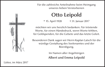 Traueranzeige von Otto Leipold 