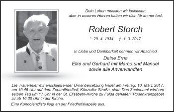 Traueranzeige von Robert Storch 