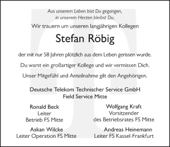 Traueranzeige von Stefan Röbig 