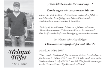 Traueranzeige von Helmut Höfer 