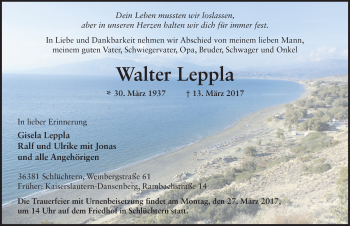 Traueranzeige von Walter Leppla 