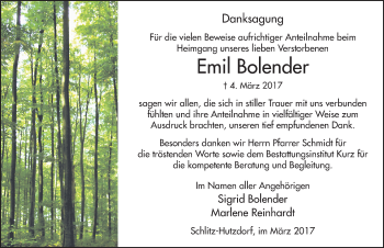 Traueranzeige von Emil Bolender 