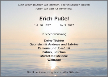 Traueranzeige von Erich Pußel 