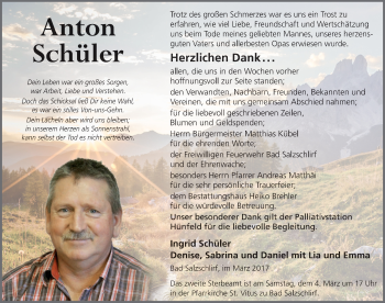 Traueranzeige von Anton Schüler 