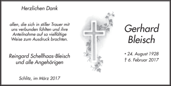 Traueranzeige von Gerhard Bleisch 