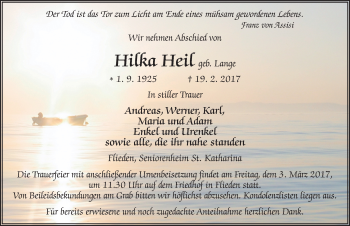 Traueranzeige von Hilka Heil 