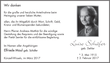 Traueranzeige von Luise Schäfer 