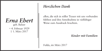 Traueranzeige von Erna Ebert 