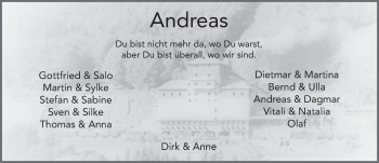 Traueranzeige von Andreas Schmidt 