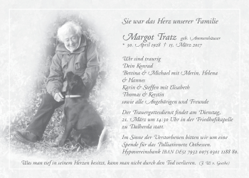 Traueranzeige von Margot Tratz 