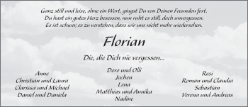 Traueranzeige von Florian Schöppner 