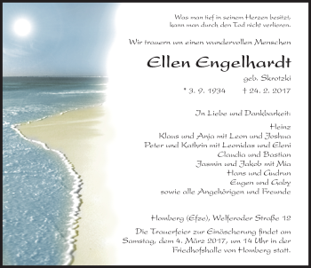 Traueranzeige von Ellen Engelhardt 