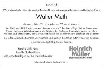 Traueranzeige von Walter Muth 
