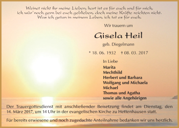 Traueranzeige von Gisela Heil 