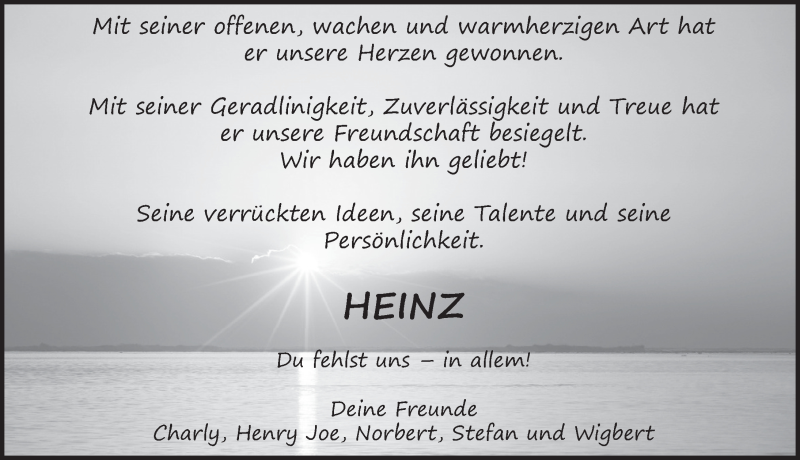  Traueranzeige für Heinz Kasper vom 18.03.2017 aus 