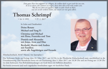 Traueranzeige von Thomas Schrimpf 