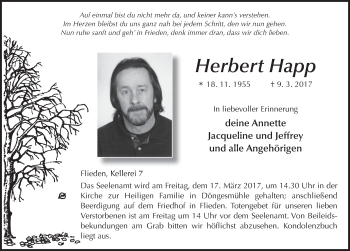Traueranzeige von Herbert Happ 