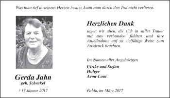 Traueranzeige von Gerda Jahn 