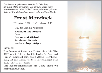 Traueranzeige von Ernst Morzinek 