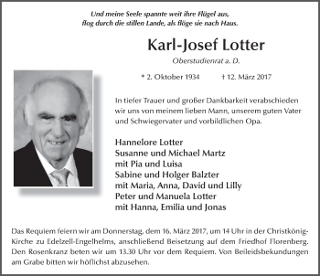 Traueranzeige von Karl-Josef Lotter 
